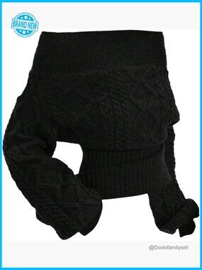 Off Shoulder Cable Knit Pullover Sweater Cinched Waist Y2K Chic Cozy